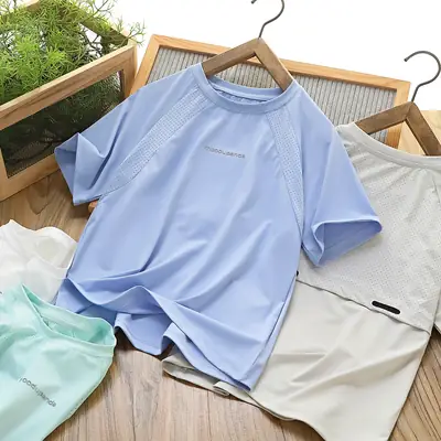 Children's Light Blue Quick-Dry T-Shirt Medium Large