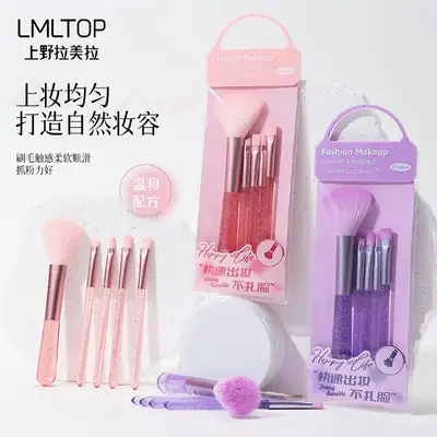 5-Piece Makeup Brush Set with Powder, Eye Shadow, Lip & Lipstick Brushes