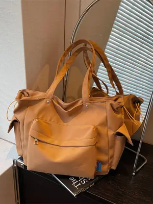 Women's Tan Canvas Shoulder Bag Large Capacity 2025