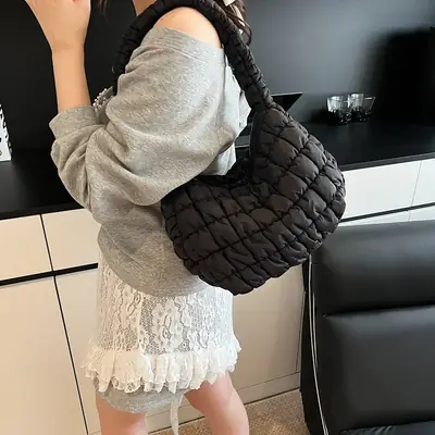 Korean Style Quilted Shoulder Bag 2025 Summer