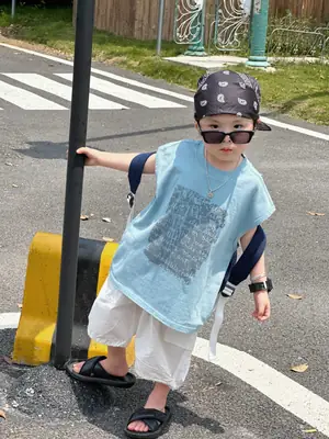 Kids American Retro T-Shirt Short Sleeve Summer Print