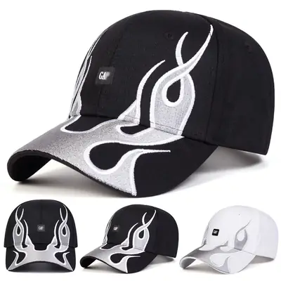 Black Flame Graphic Baseball Cap with GA Brand