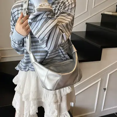 Silver Crossbody Bag Women 2025 Large Capacity