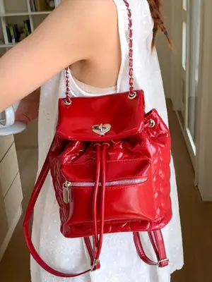 Red Double Shoulder Bag 2025 Women Luxury Crossbody