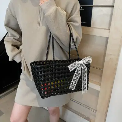 Women Cross-Border Woven Shoulder Bag Black 2025