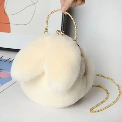 Wholesale Cute Rabbit Ears Plush Chain Bag for Women