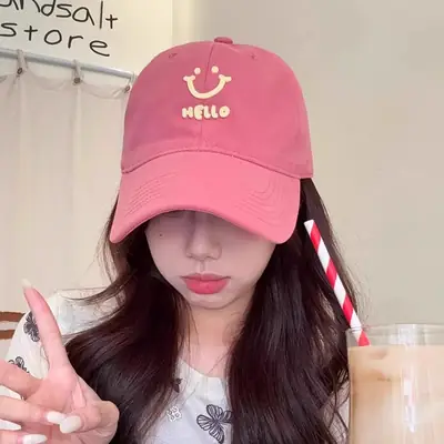 Women Purple Hello Face Baseball Cap 2025