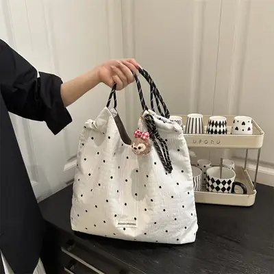 Women's Canvas Polka Dot Tote Bag 2025