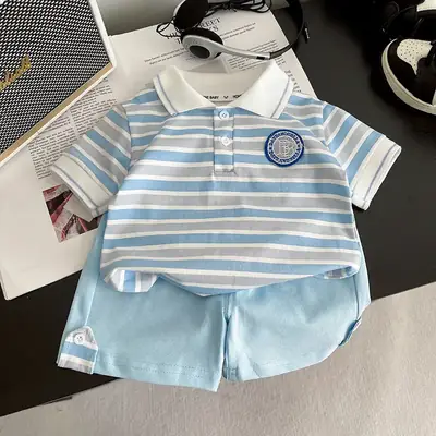Baby Striped T-Shirt 2025 Boys Summer Two-Piece Set