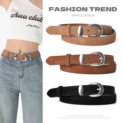 Vintage Frosted Leather Belt for Women