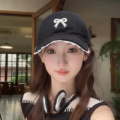 Pink Bow Baseball Cap for Women with Wide Brim