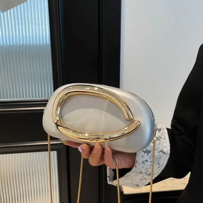 Retro Metal Chain Mini Bag with Gold Handle