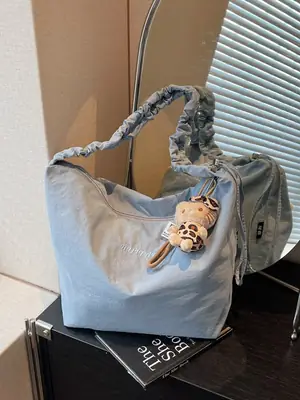Light Blue Shoulder Bag for Women 2025 Summer Fashion