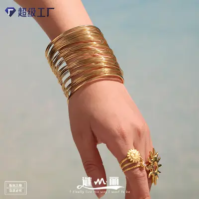 Mystery multi-layer hollow arm ring open bracelet stainless steel Europe and the United States cross-border punk cold wind bracelet wholesale