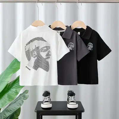 Boys T-Shirt White Graphic Short Sleeve Summer Wear
