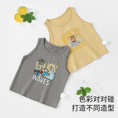 Boys Girls Summer Vests Pure Cotton Sleeveless T-Shirts
