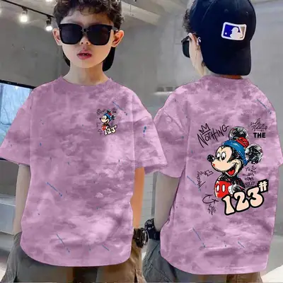 100% Cotton Boys T-Shirt Red White Loose Summer Kids