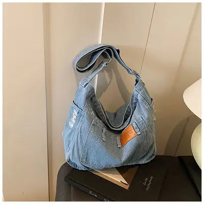 Women Denim Crossbody Bag Large Capacity Travel Ready