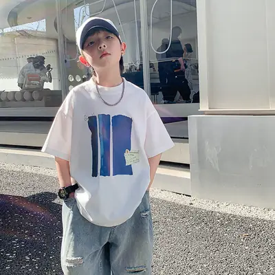 Boys Pure Cotton Loose T-Shirt 2026 Kids Large