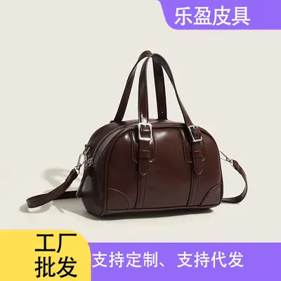 2025 Korean Retro Handbag Brown Leather Crossbody