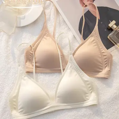 Original French-Style Triangle Cup Bra for Women with Large Busts, Designed to Appear Smaller, Thin Strapless Dress-Specific Thin Breathable Bra