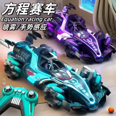 Cross-Border F1 Formula Remote Control Stunt Racing Four-Wheel Drive Light Spray Gesture Sensor Kidsren's Stunt Drift Toy Car