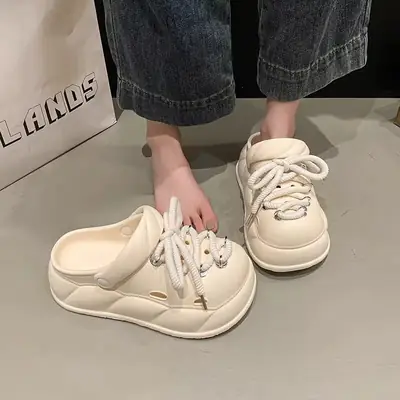 Women's Cream Rope Sandals Non-Slip Thick Sole