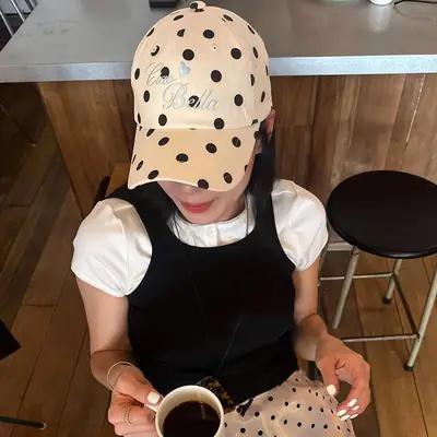 Women Korean Ins Blogger Sweet Polka Dot Cap Summer Sunshade