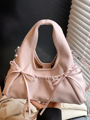 Pink Knot Bow Wrist Bag for Women 2025