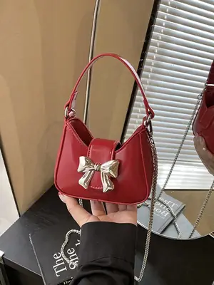 Red Mini Bow Shoulder Crossbody Bag 2024