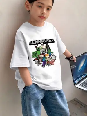 Boys Pure Cotton Minecraft T-Shirt Medium Large