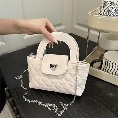 Women's Rhombic Chain Shoulder Bag White 2025