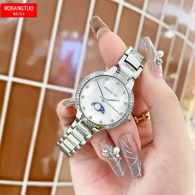 Moon Phase Women's Gold Diamond Bracelet Watch