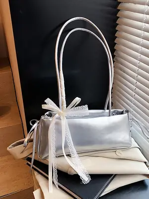 Silver Glitter Shoulder Bag for Women 2026