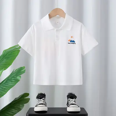2025 Summer New Polo Shirt Embroidered Printed Lapel Top Baby Boy Clothing