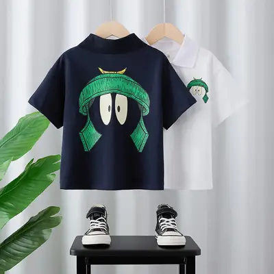 Boys Lapel Top T-Shirt White 2025 Kids Summer