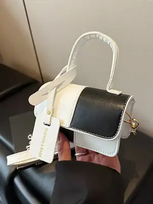 White Black Patchwork Shoulder Crossbody Bag 2026