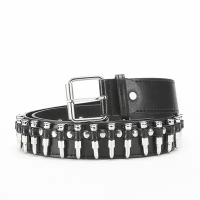 Black Rivet Bullet Belt for Women European American Trendy