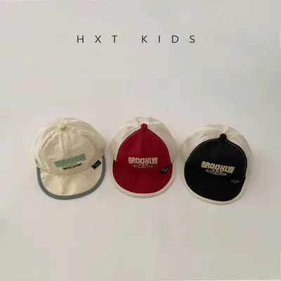 Baby Soft Brim Cap Red White Half Mesh Summer Hat