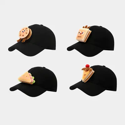 Cute Cartoon Burger Cap for Boys Girls Black Baseball
