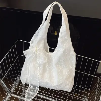 2025 Embroidered Tulle Bag Women Large Capacity Lace Bag