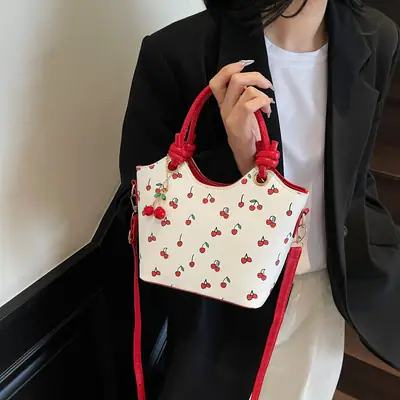 Cherry Print Crossbody Bag Red Handle 2025
