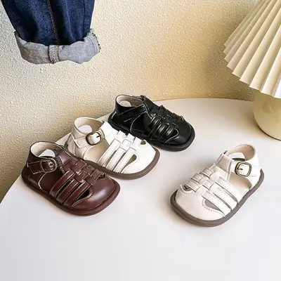 Baby Sandals Summer Boys Beach Shoes Girls Cut Out Roman Shoes Breathable Soft Sole 1-3 Years Old Baby Toddler Shoes