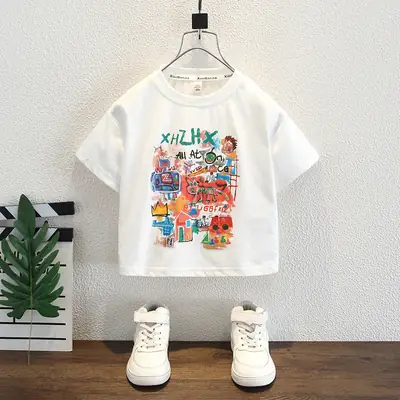 Boys Round Neck T-Shirt Summer 2025 Kids Style