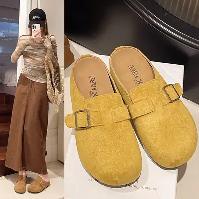 Women's Open-Toe Slip-On Shoes Soft Beige