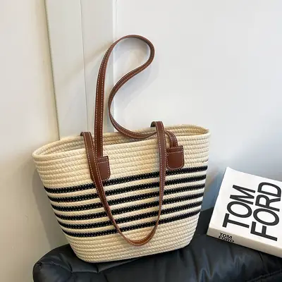 Women's Straw Shoulder Bag Large Capacity Summer 2025
