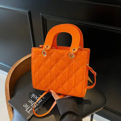 Orange Quilted Crossbody Bag for Women 2025