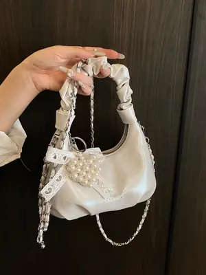 Women's Pleated Pearl Crossbody Bag 2025