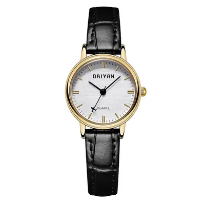 Daiyan Women's Quartz Watch Black Leather Band