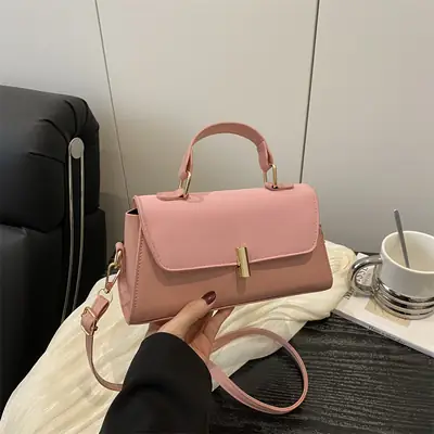 Pink Leather Shoulder Bag for Women 2025 Summer